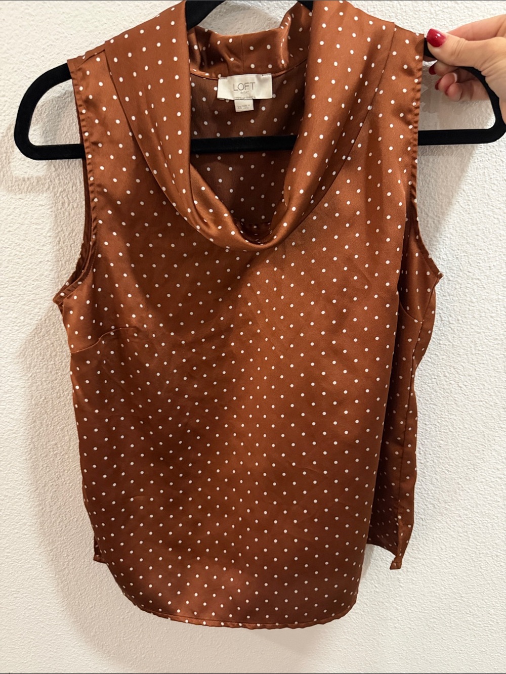 LOFT Rust Polka Dot Cowl Neck Sleeveless Camisole